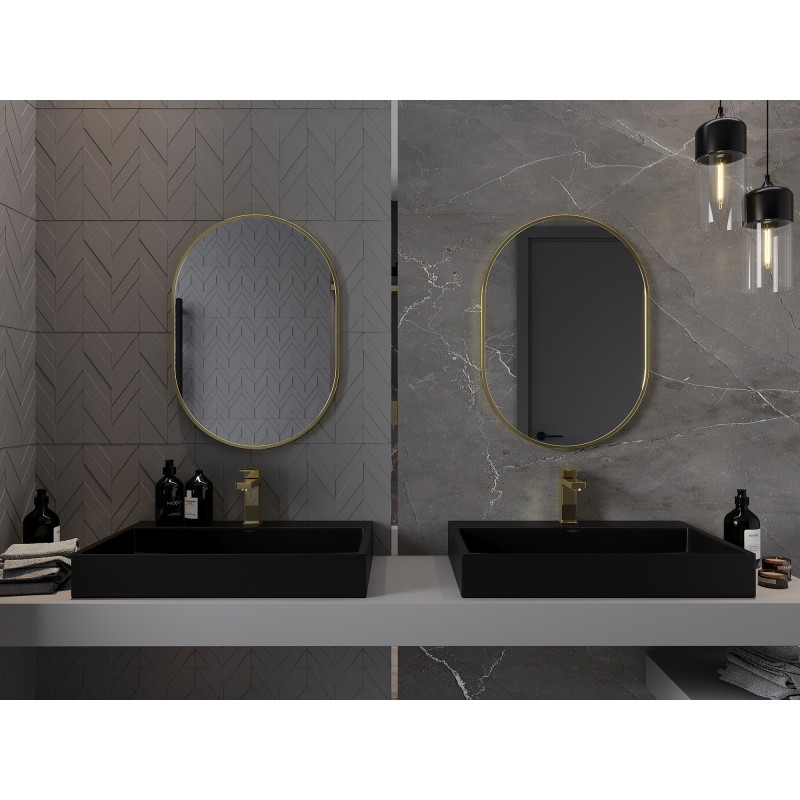 Mexen Loft ovaalne vannitoa peegel 70 x 50 cm, kuldne raam - 9851-070-050-000-50