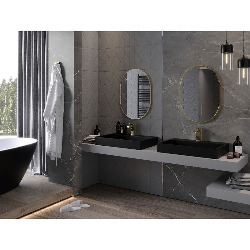 Mexen Loft ovale badkamerspiegel 70 x 50 cm, gouden frame - 9851-070-050-000-50