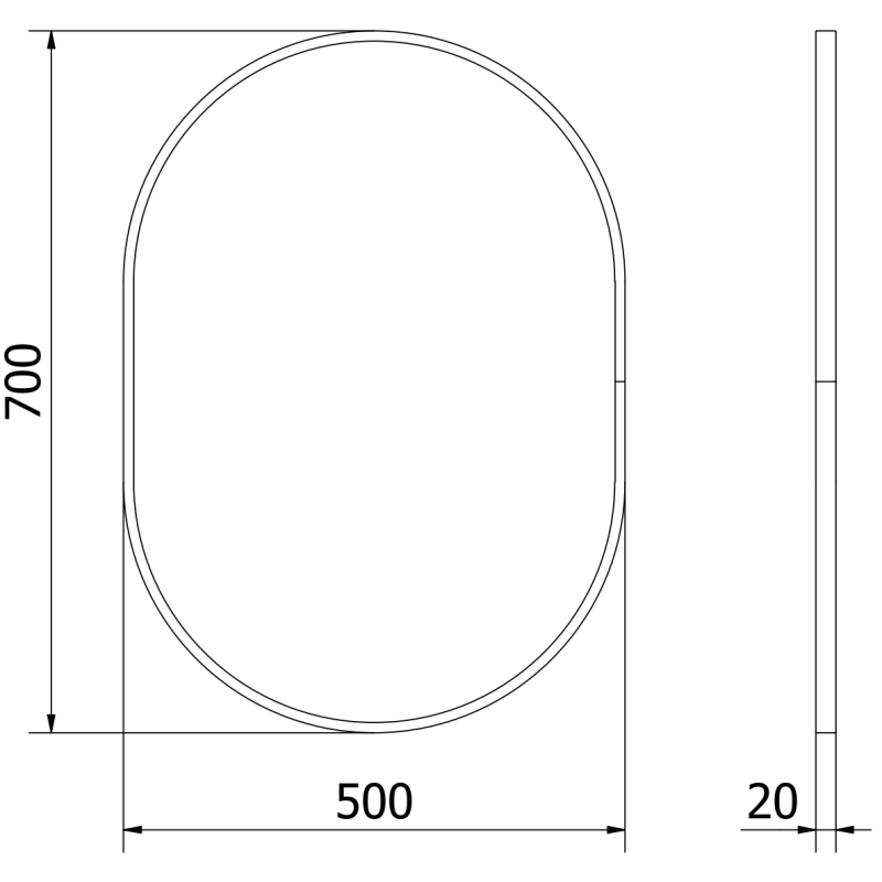 Mexen Loft specchio da bagno ovale 70 x 50 cm, cornice dorata - 9851-070-050-000-50