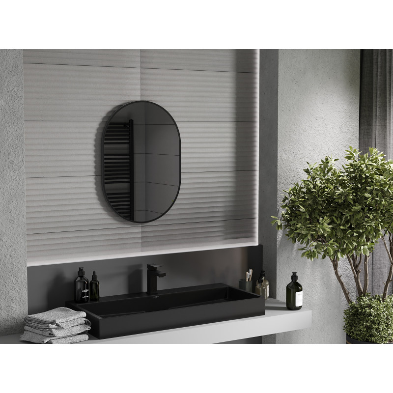 Mexen Loft lustro łazienkowe owalne 70 x 50 cm, rama czarna - 9851-070-050-000-70