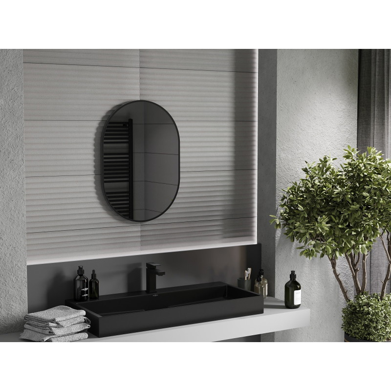 Mexen Loft ovaalne vannitoa peegel 70 x 50 cm, must raam - 9851-070-050-000-70