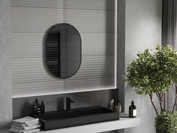 Mexen Loft ovaler Badezimmerspiegel 70 x 50 cm, schwarzer Rahmen - 9851-070-050-000-70