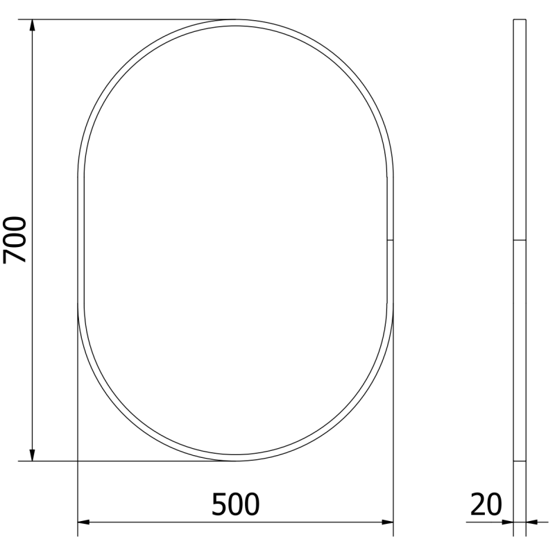 Mexen Loft lustro łazienkowe owalne 70 x 50 cm, rama czarna - 9851-070-050-000-70