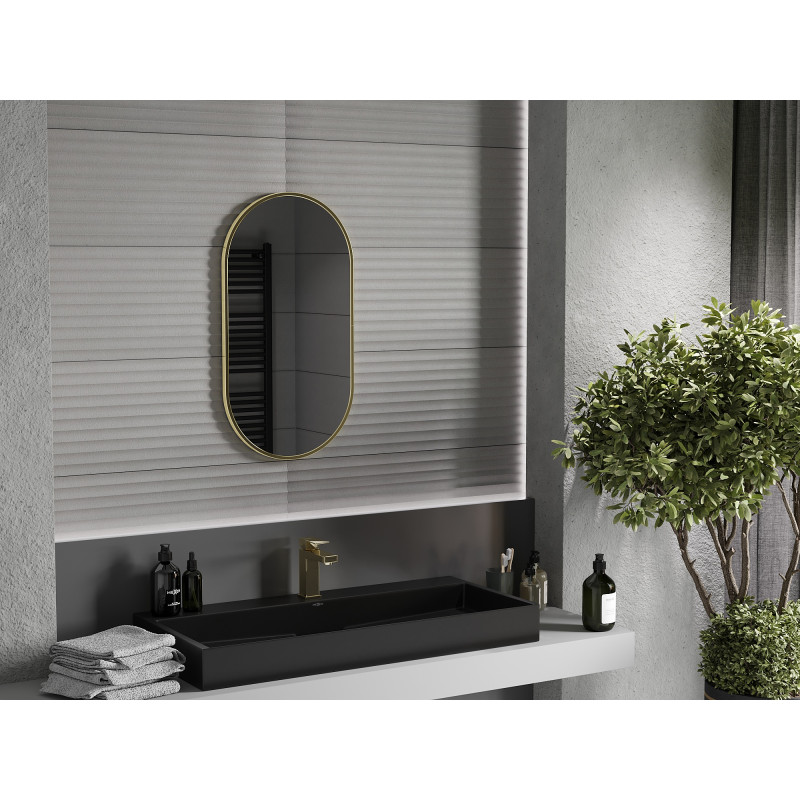 Mexen Loft lustro łazienkowe owalne 75 x 40 cm, rama złota - 9851-075-040-000-50