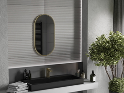 Mexen Loft ovaal badkamer spiegel 75 x 40 cm, gouden lijst - 9851-075-040-000-50