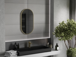 Mexen Loft ovalno kupaonsko ogledalo 75 x 40 cm, zlatni okvir - 9851-075-040-000-50