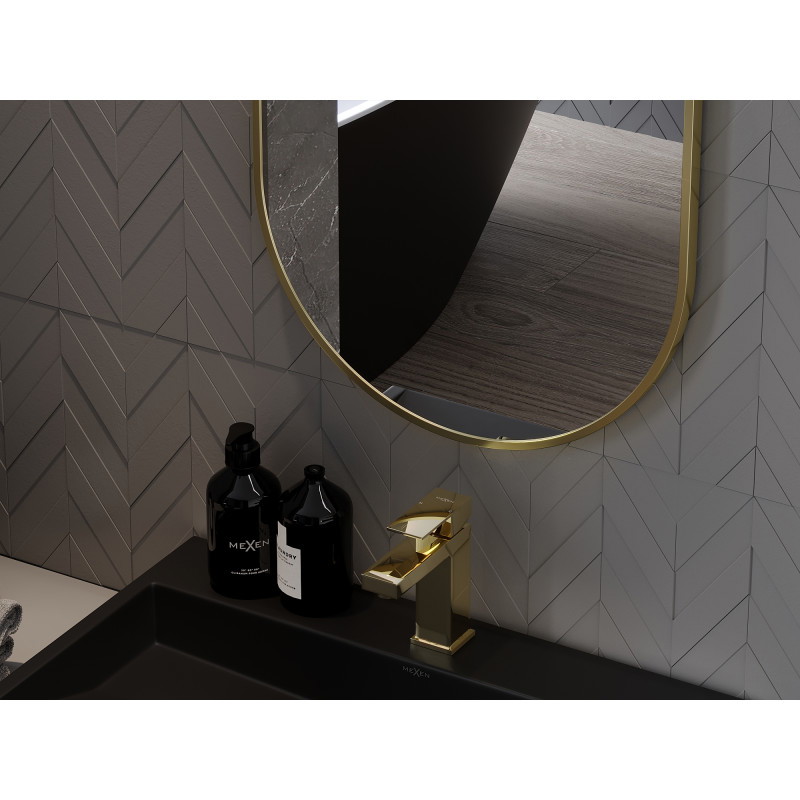 Mexen Loft lustro łazienkowe owalne 75 x 40 cm, rama złota - 9851-075-040-000-50