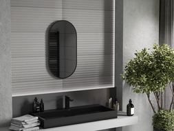 Mexen Loft specchio da bagno ovale 75 x 40 cm, cornice nera - 9851-075-040-000-70