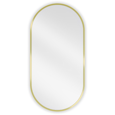 Mexen Loft ovale badkamerspiegel 80 x 40 cm, frame geborsteld goud - 9851-080-040-000-50