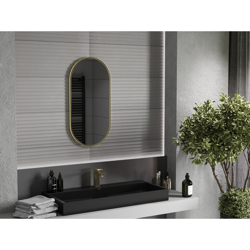 Mexen Loft lustro łazienkowe owalne 80 x 40 cm, rama złota - 9851-080-040-000-50