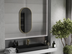 Mexen Loft lustro łazienkowe owalne 80 x 40 cm, rama złota szczotkowana - 9851-080-040-000-50