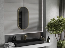 Mexen Loft ovaalne vannitoa peegel 80 x 40 cm, kuldne raam - 9851-080-040-000-50