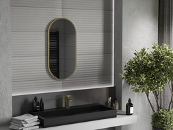 Mexen Loft ovaler Badezimmerspiegel 80 x 40 cm, goldener Rahmen - 9851-080-040-000-50