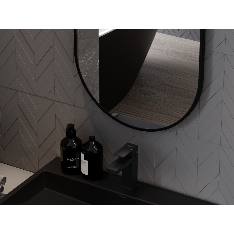 Mexen Loft ovaalne vannitoapeegel 80 x 40 cm, must raam - 9851-080-040-000-70