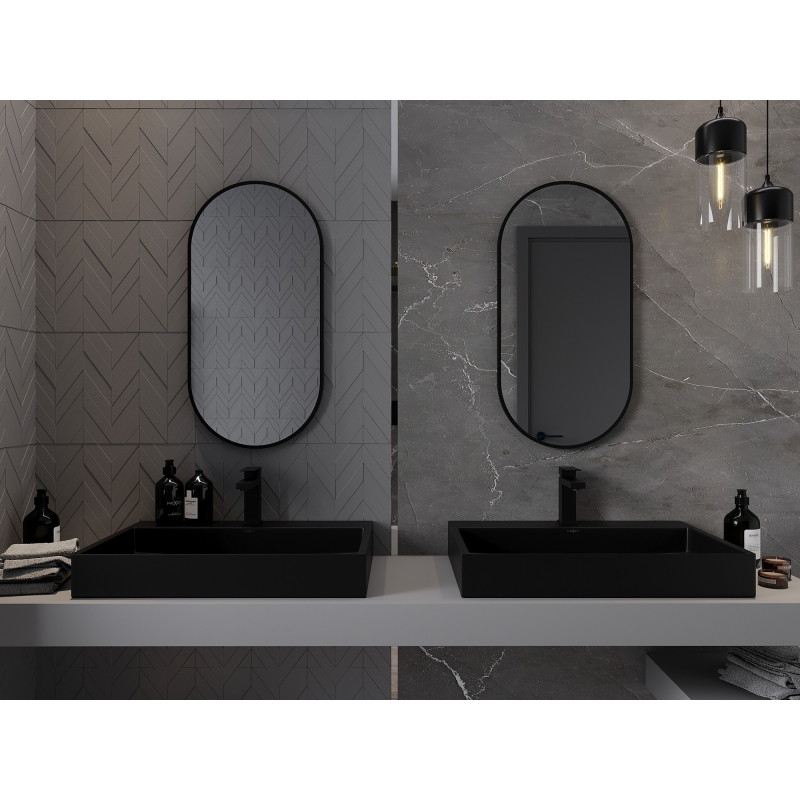 Mexen Loft ovaalne vannitoapeegel 80 x 40 cm, must raam - 9851-080-040-000-70
