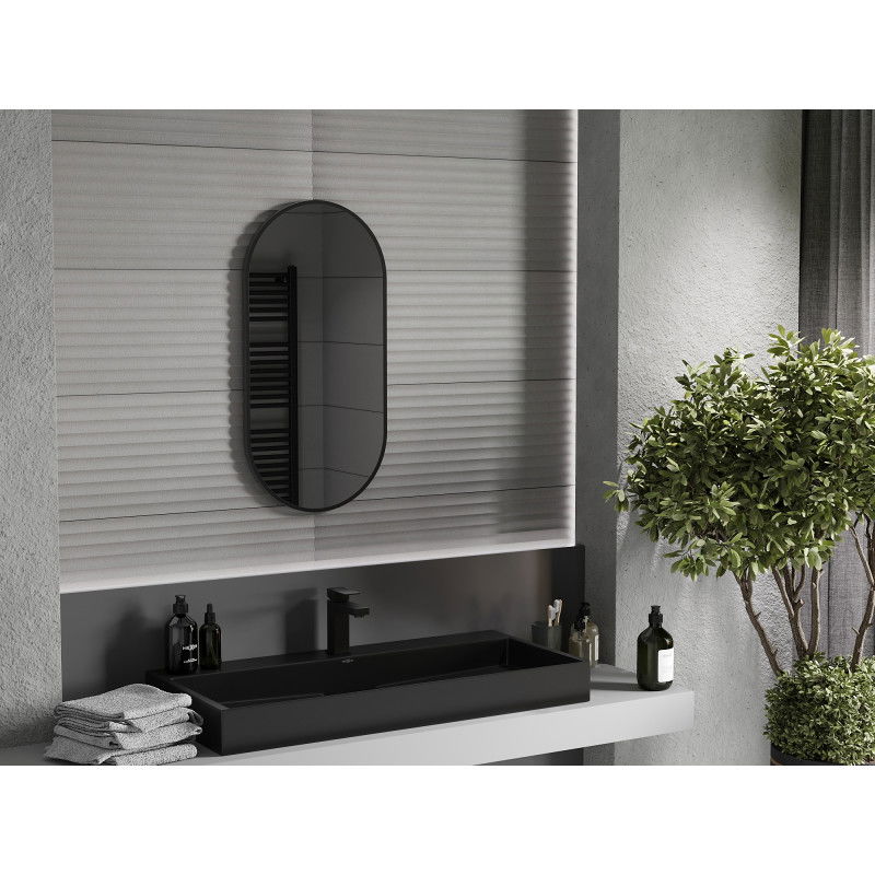 Mexen Loft oval bathroom mirror 80 x 40 cm, black frame - 9851-080-040-000-70