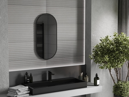 Mexen Loft miroir de salle de bain ovale 80 x 40 cm, cadre noir - 9851-080-040-000-70