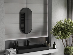 Mexen Loft ovaler Badezimmerspiegel 80 x 40 cm, schwarzer Rahmen - 9851-080-040-000-70