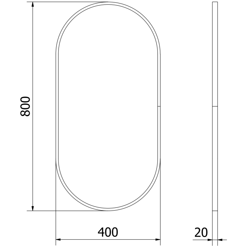 Mexen Loft espejo de baño ovalado 80 x 40 cm, marco negro - 9851-080-040-000-70