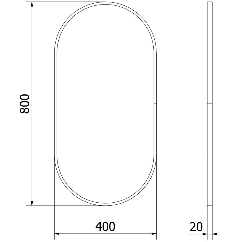 Mexen Loft ovaler Badezimmerspiegel 80 x 40 cm, schwarzer Rahmen - 9851-080-040-000-70