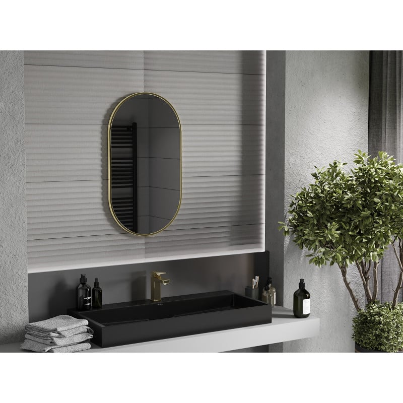 Mexen Loft lustro łazienkowe owalne 80 x 45 cm, rama złota - 9851-080-045-000-50