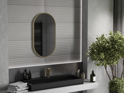 Mexen Loft ovalno kupaonsko ogledalo 80 x 45 cm, zlatni okvir - 9851-080-045-000-50