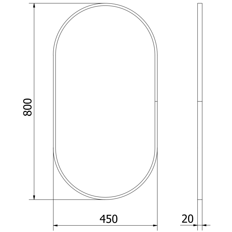 Mexen Loft specchio da bagno ovale 80 x 45 cm, cornice nera - 9851-080-045-000-70
