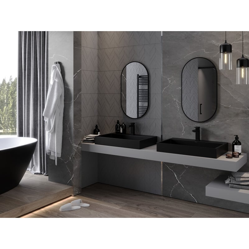 Mexen Loft lustro łazienkowe owalne 80 x 45 cm, rama czarna - 9851-080-045-000-70