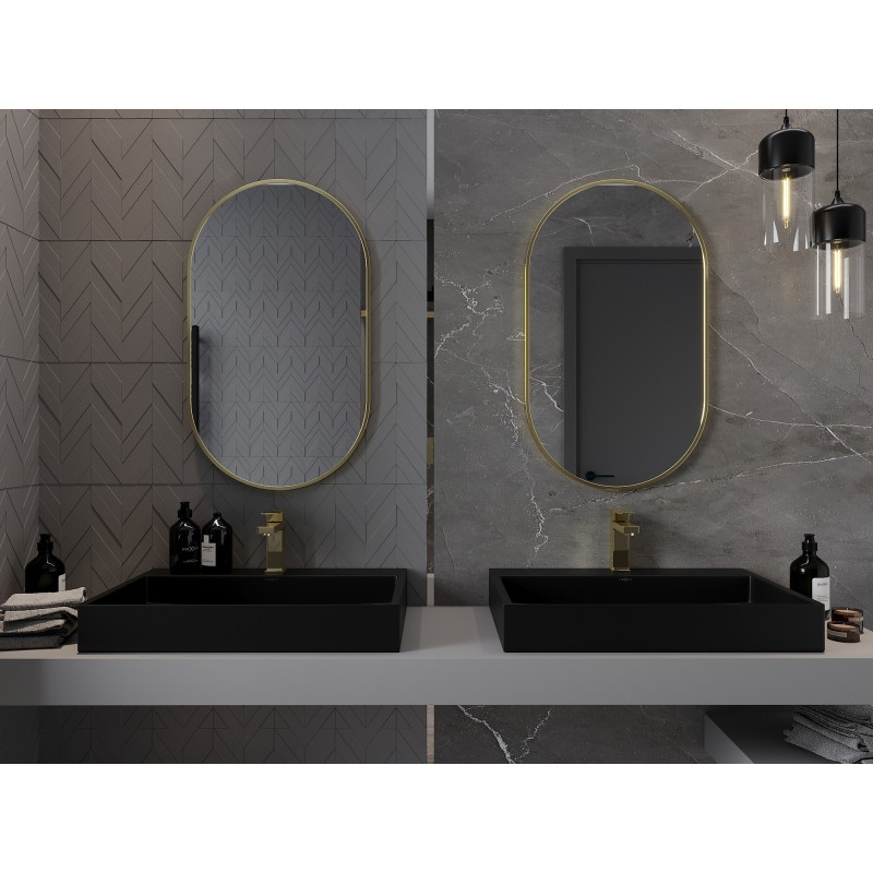 Mexen Loft ovale badkamer spiegel 85 x 50 cm, gouden lijst - 9851-085-050-000-50