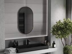 Mexen Loft miroir de salle de bain ovale 85 x 50 cm, cadre noir - 9851-085-050-000-70
