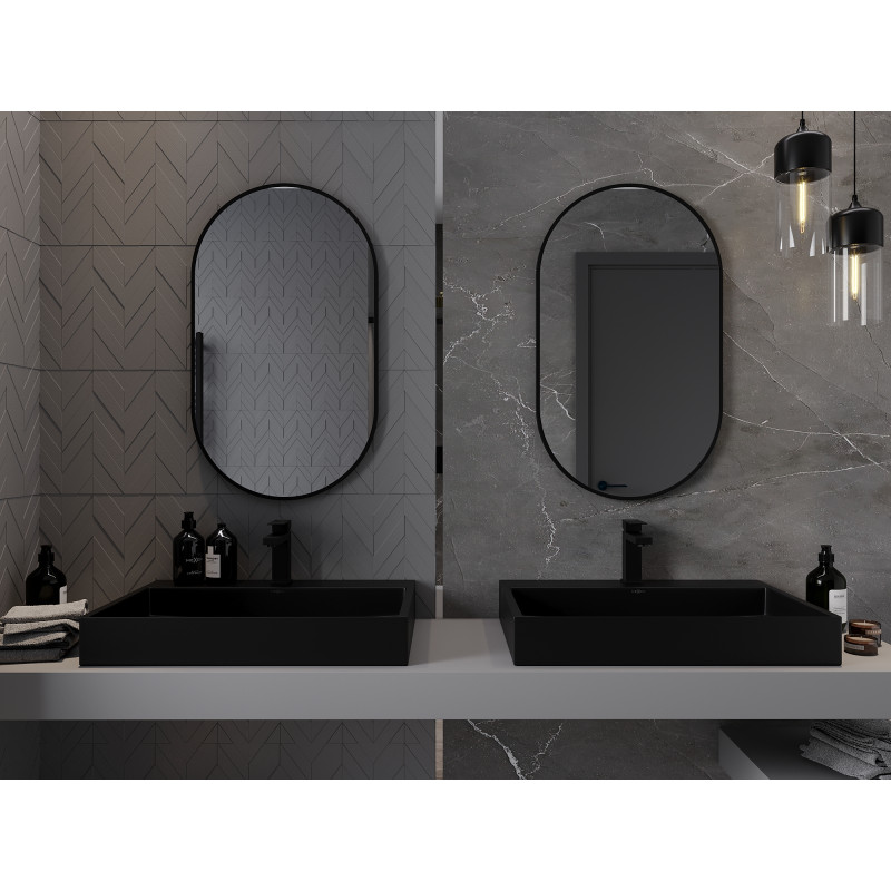 Mexen Loft lustro łazienkowe owalne 85 x 50 cm, rama czarna - 9851-085-050-000-70