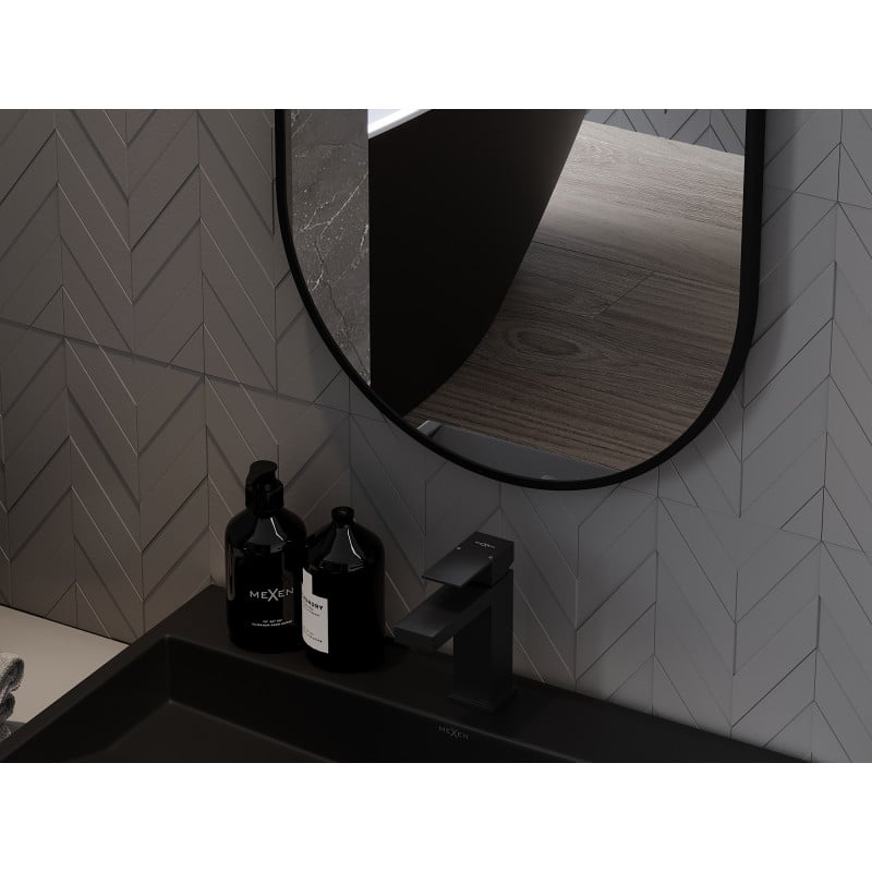 Mexen Loft lustro łazienkowe owalne 90 x 45 cm, rama czarna - 9851-090-045-000-70