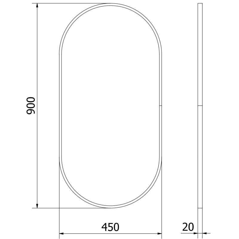 Mexen Loft espejo de baño ovalado 90 x 45 cm, marco negro - 9851-090-045-000-70