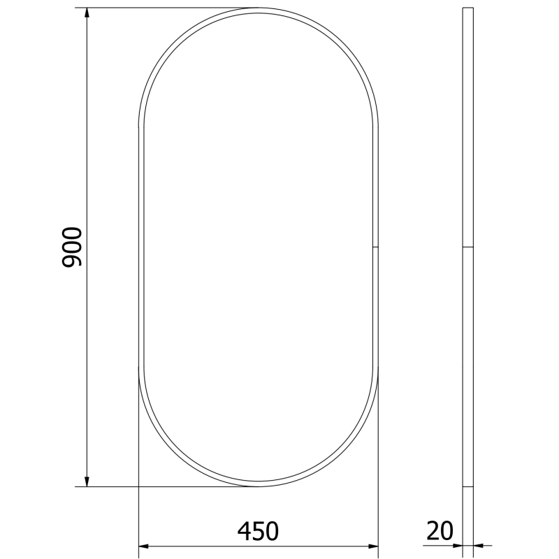 Mexen Loft οβάλ καθρέφτης μπάνιου 90 x 45 cm, μαύρο πλαίσιο - 9851-090-045-000-70