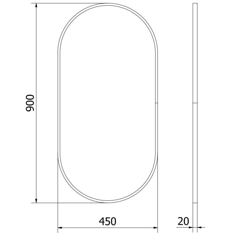 Mexen Loft ovaalne vannitoa peegel 90 x 45 cm, must raam - 9851-090-045-000-70