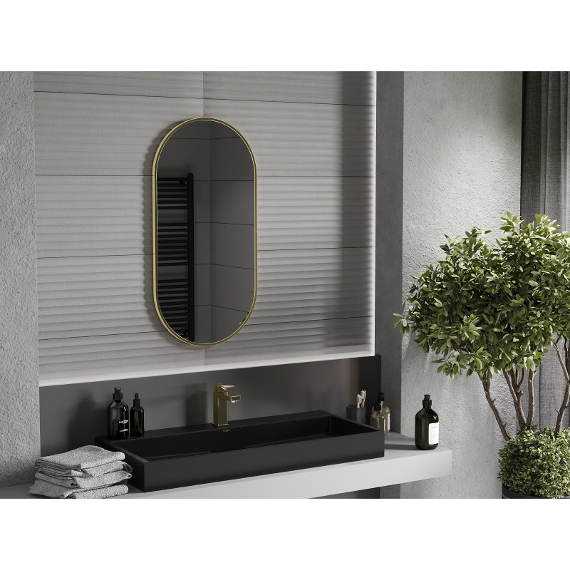 Mexen Loft lustro łazienkowe owalne 90 x 45 cm, rama złota - 9851-090-045-000-50