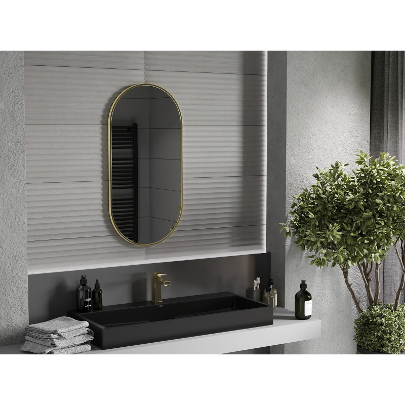 Mexen Loft miroir de salle de bains ovale 90 x 45 cm, cadre doré - 9851-090-045-000-50