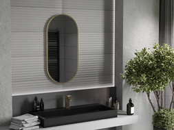Mexen Loft oval bathroom mirror 90 x 45 cm, gold frame - 9851-090-045-000-50