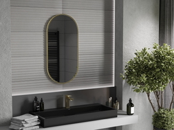 Mexen Loft Ovaler Badezimmerspiegel 90 x 45 cm, goldener Rahmen - 9851-090-045-000-50