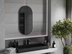 Mexen Loft ovaalne vannitoa peegel 90 x 45 cm, must raam - 9851-090-045-000-70