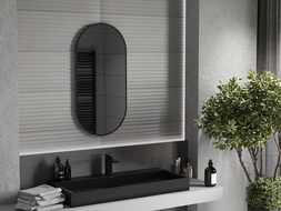 Mexen Loft ovale Badezimmerspiegel 90 x 45 cm, schwarzer Rahmen - 9851-090-045-000-70