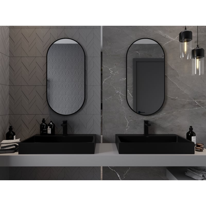 Mexen Loft ovaalne vannitoa peegel 90 x 45 cm, must raam - 9851-090-045-000-70