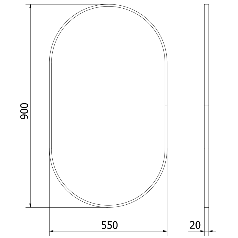 Mexen Loft οβάλ καθρέφτης μπάνιου 90 x 55 cm, χρυσό πλαίσιο - 9851-090-055-000-50