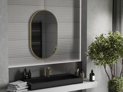 Mexen Loft owal Spigel fir an d'Buedzëmmer 90 x 55 cm, gëllene Kader - 9851-090-055-000-50