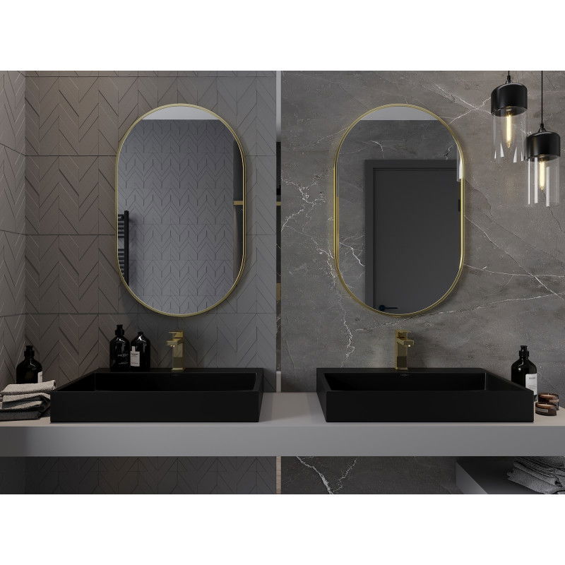 Mexen Loft miroir de salle de bain ovale 90 x 55 cm, cadre doré - 9851-090-055-000-50