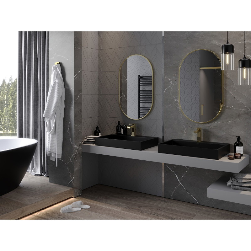 Mexen Loft lustro łazienkowe owalne 90 x 55 cm, rama złota - 9851-090-055-000-50