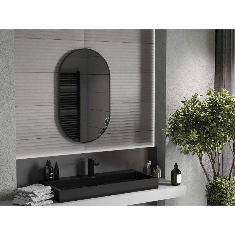 Mexen Loft ovaalne vannitoa peegel 90 x 55 cm, must raam - 9851-090-055-000-70