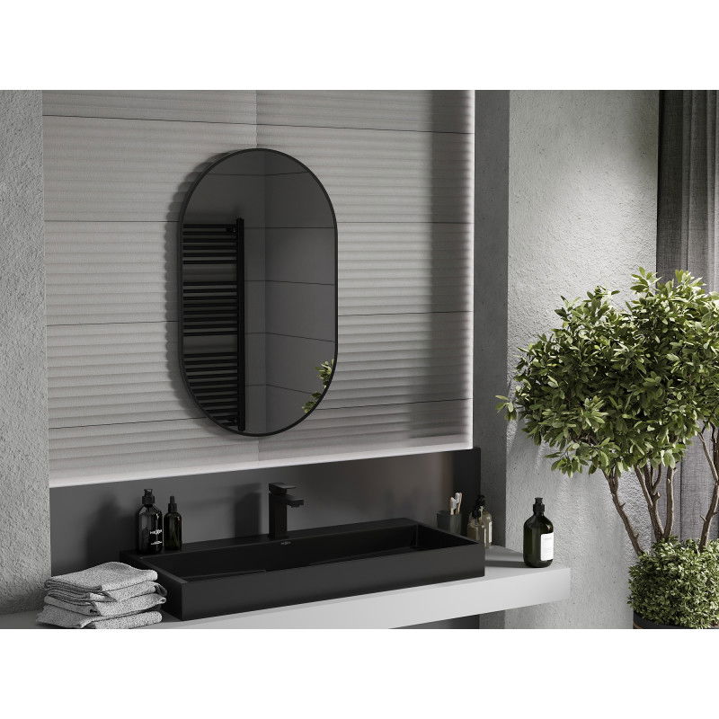 Mexen Loft specchio da bagno ovale 90 x 55 cm, cornice nera - 9851-090-055-000-70