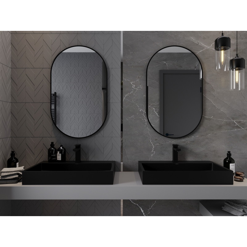 Mexen Loft ovaalne vannitoa peegel 90 x 55 cm, must raam - 9851-090-055-000-70