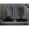 Mexen Loft ovaler Badezimmerspiegel 90 x 55 cm, schwarzer Rahmen - 9851-090-055-000-70